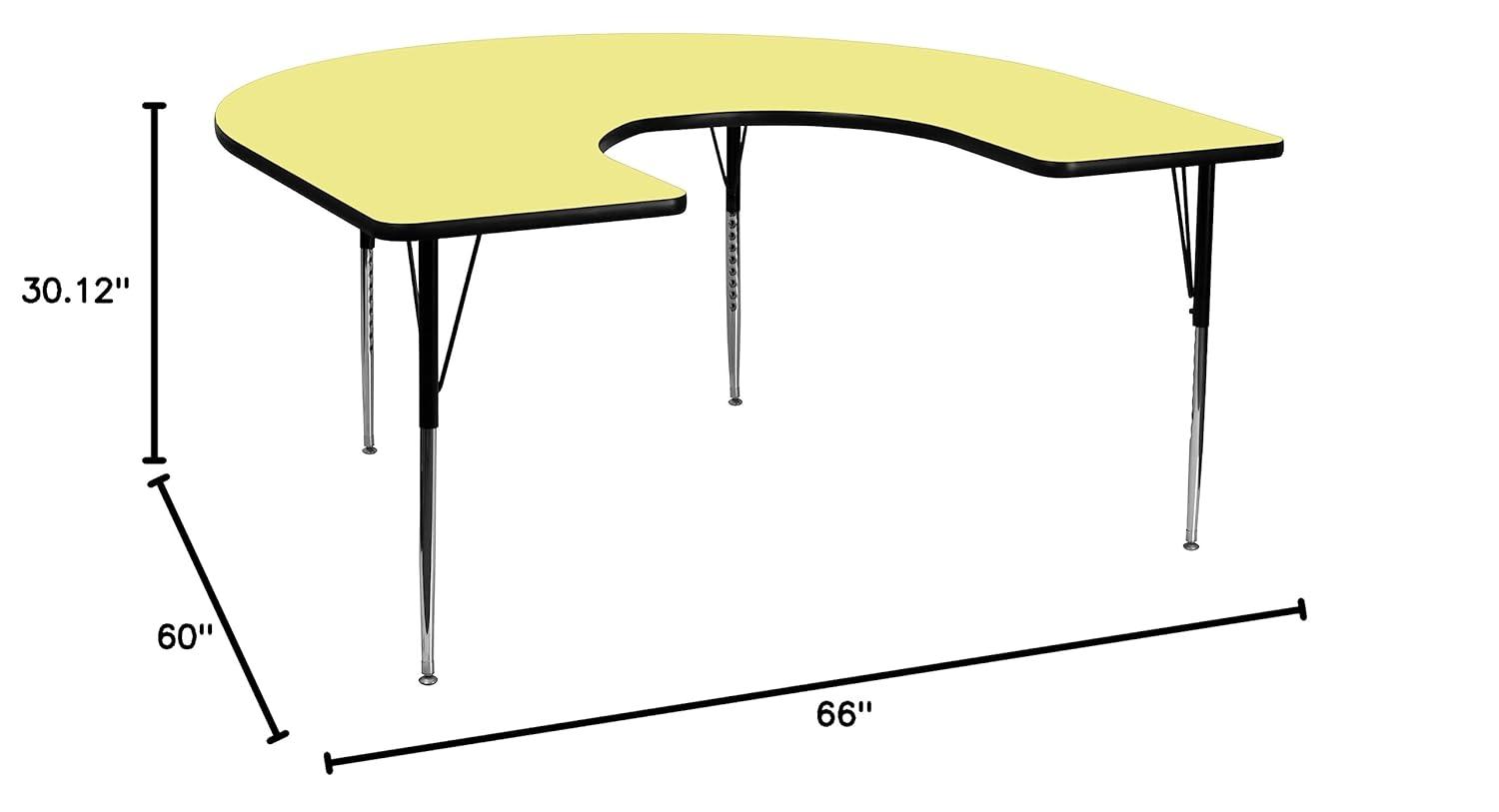 Flash Furniture Goddard 60''W x 66''L Horseshoe Thermal Laminate Activity Table - Adjustable Short Legs