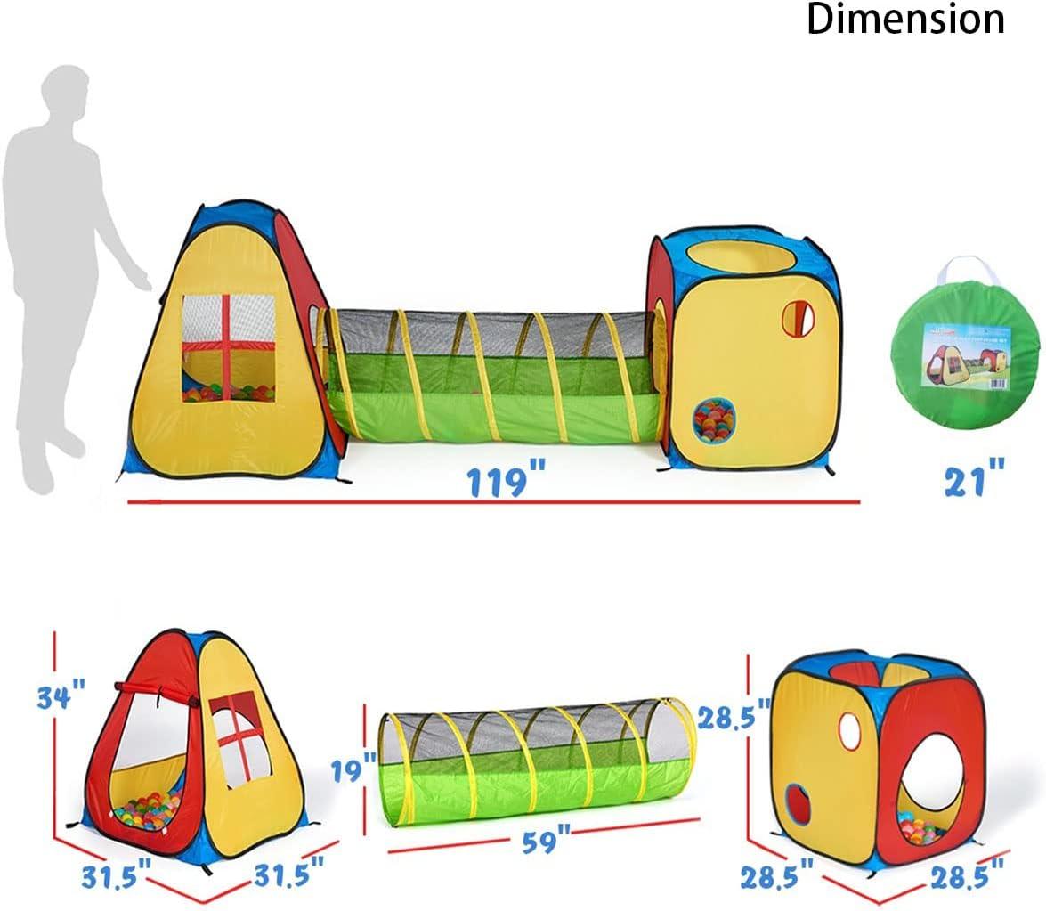 Colorful 3-in-1 Kids Play Tent with Tunnel and Ball Pit