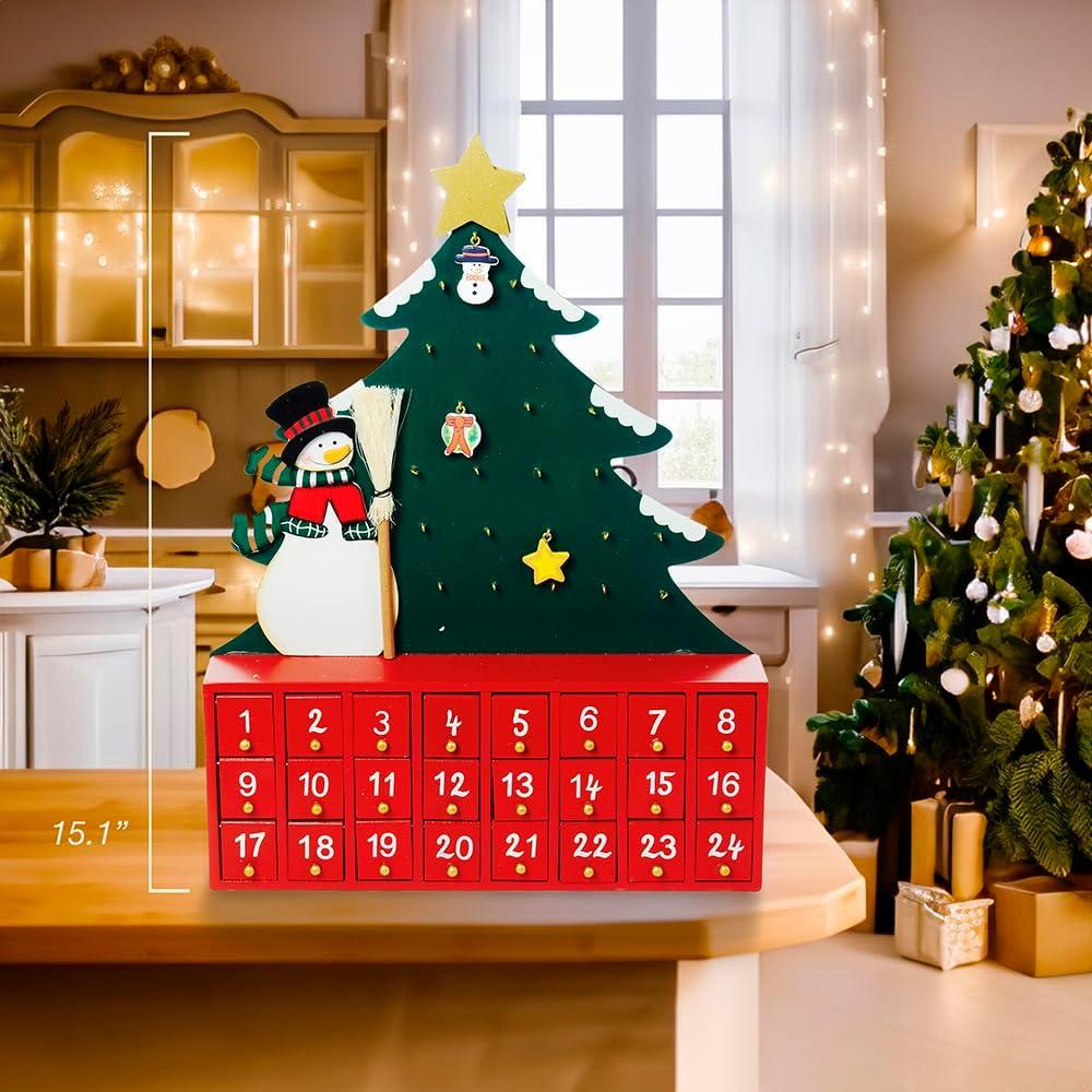 Kurt S. Adler- Inc.  Kurt Adler Wooden Snowman with Tree Advent Calendar