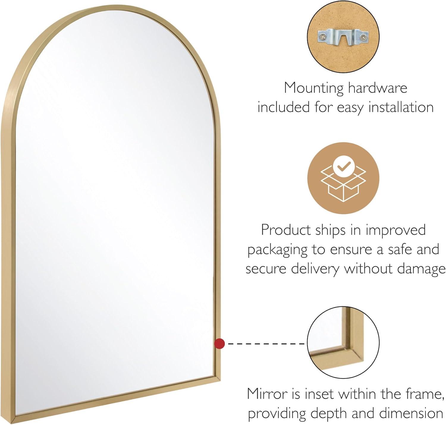 Maeve 36" x 24" Silver Arched Wall Mirror with Metal Frame