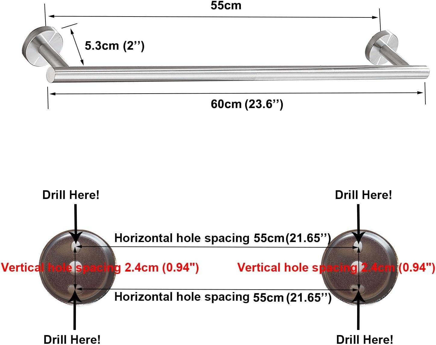 24 Inch Towel Bar Sets 4 Pieces Bathroom Kit Accessories Restroom Towel Ring Holder Toilet Paper Holder and Hook Set SUS 304 Stainless Steel Bathroom Hardware Heavy Duty Wall Mount (Brushed Silver)