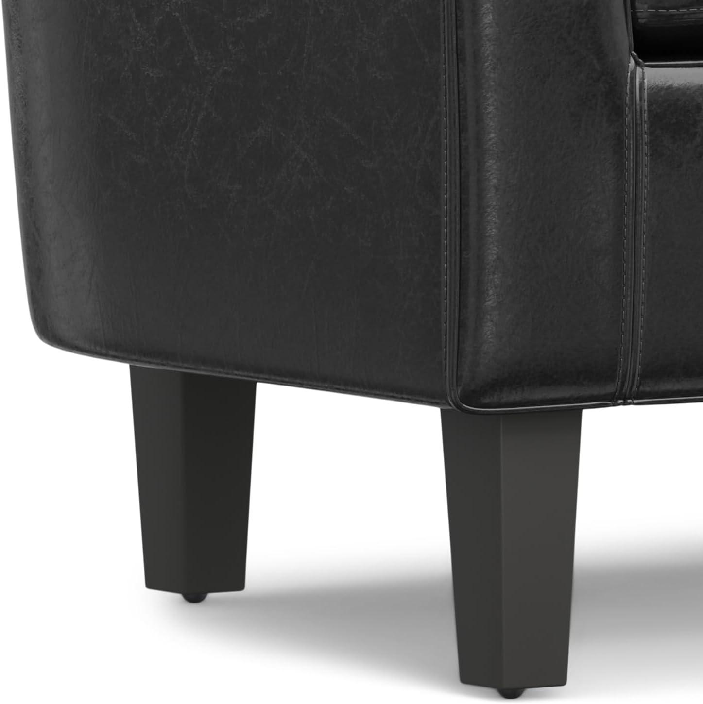 Simpli Home Austin 30"W Upholstered Vegan Faux Leather Contemporary Tub Accent Chair with High Arms and Deep Seat