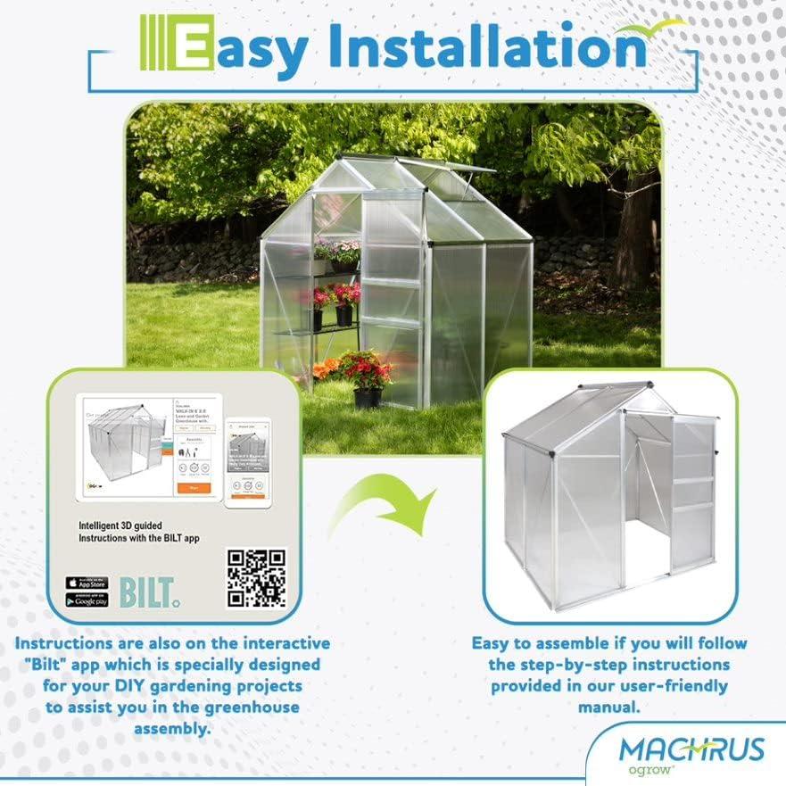 Portable Greenhouses for outdoors | 6 X 8 Greenhouse | Sunroom | Small Green House for plants |Aluminum Patio greenhouse plastic panels |Glass Greenhouse kits |Small greenhouses for outdoors by Ogrow