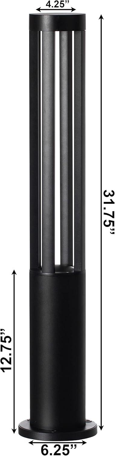 Gardenised Black Integrated LED Metal Bollard Light