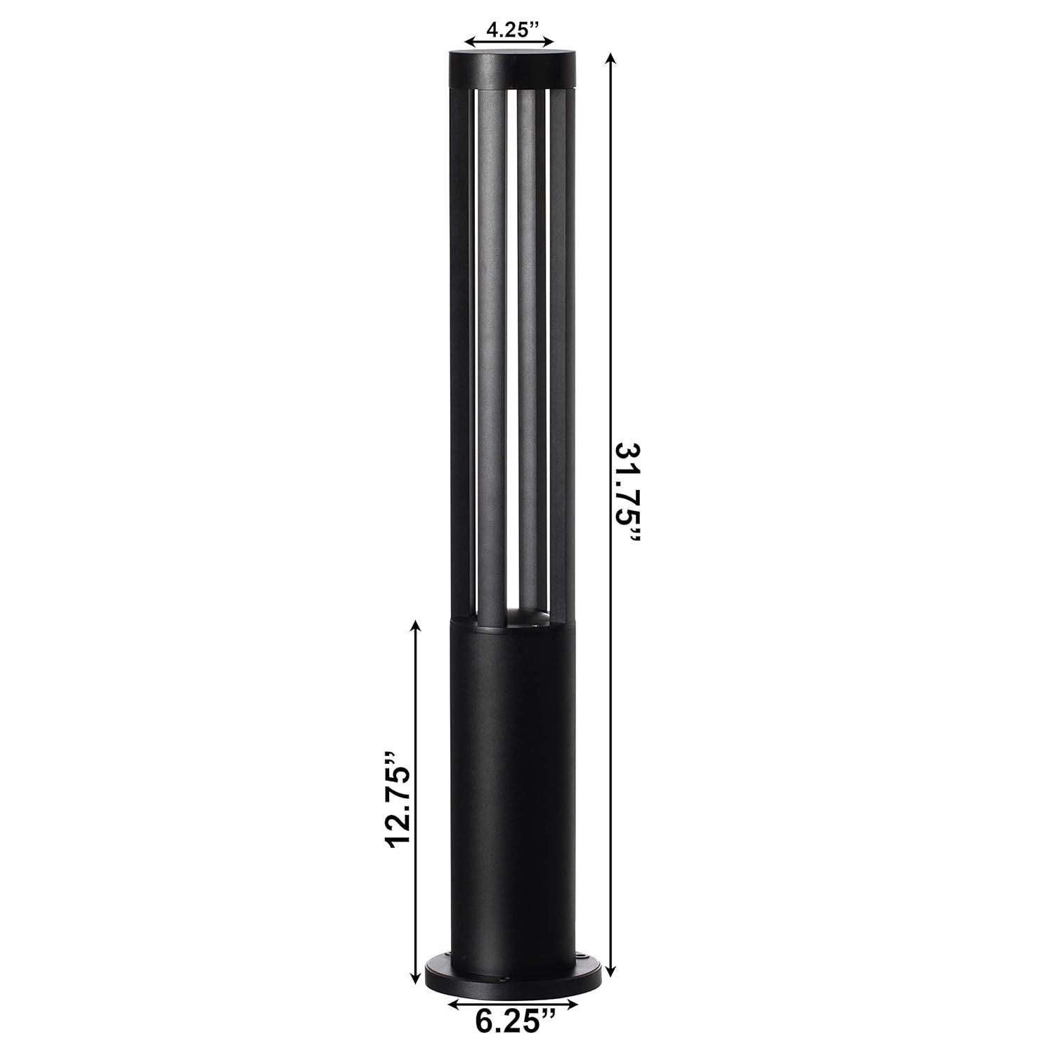 Gardenised Black Integrated LED Metal Bollard Light