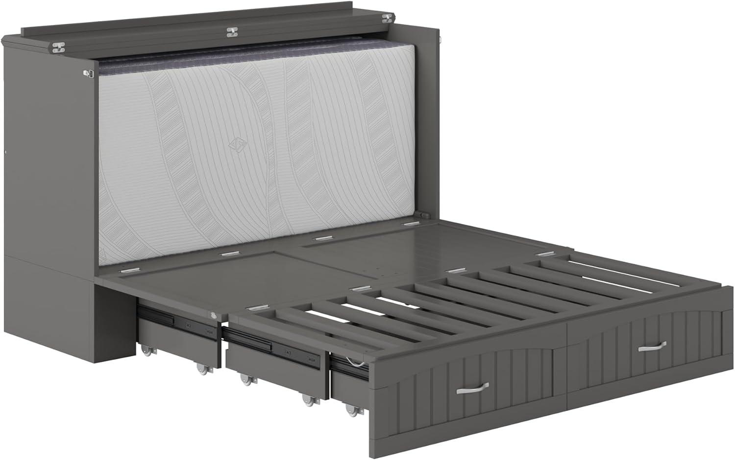 Southampton Murphy Bed Chest Queen Grey with Charging Station
