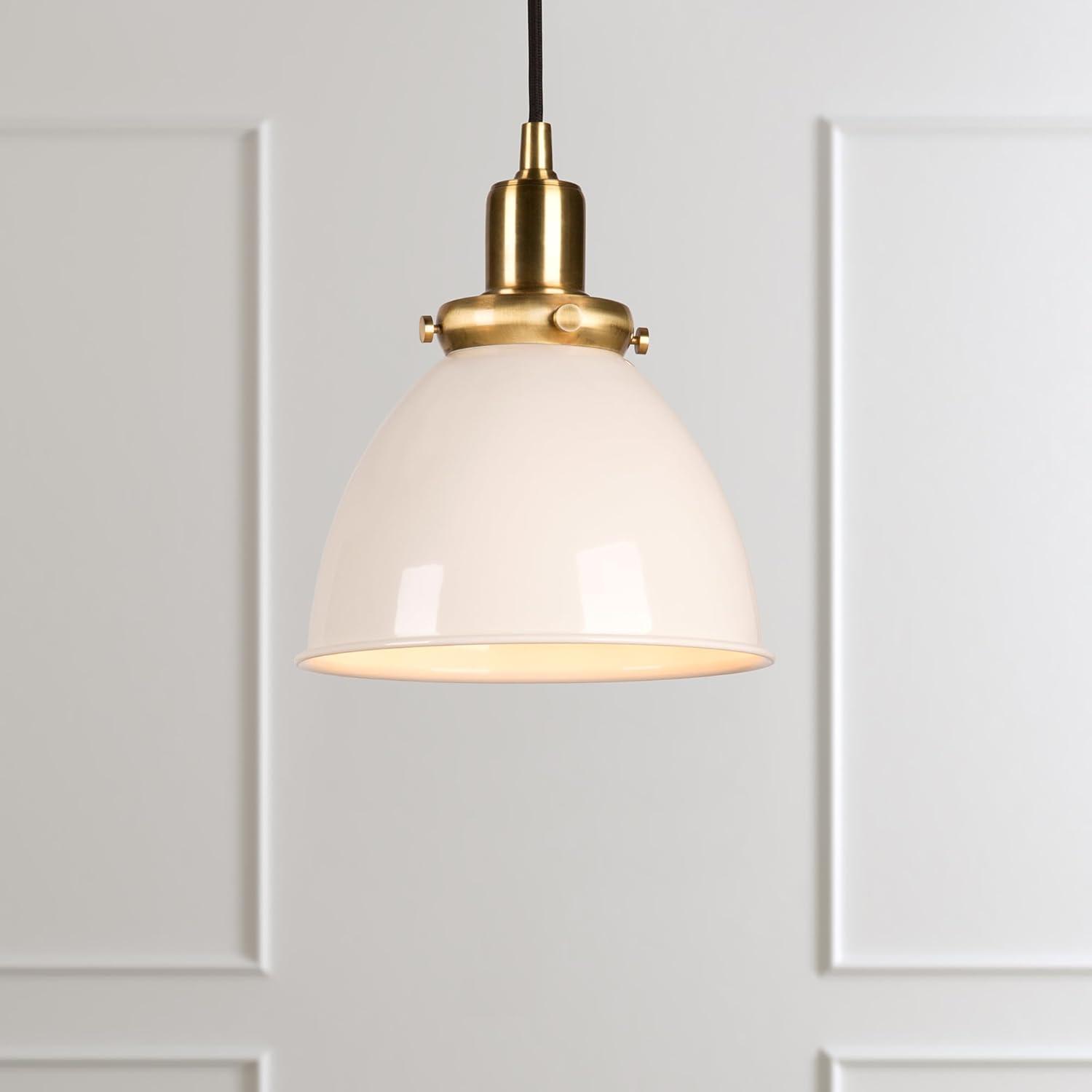 Elegant 8" Modern Brass & Pearled White Pendant Light