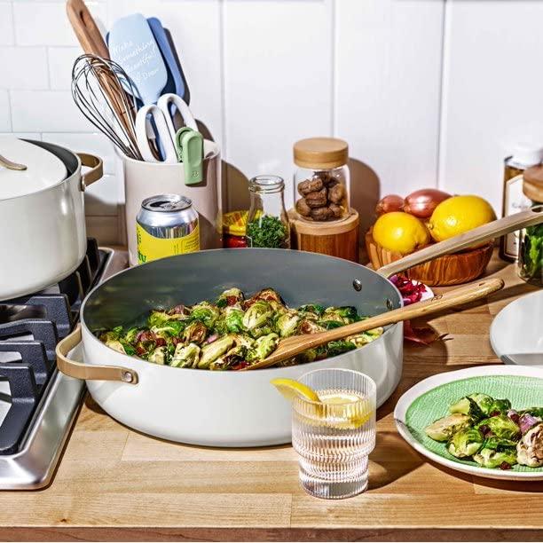 Beautiful 5.5 Quart Ceramic Non-Stick Sauté Pan, White Icing by Drew Barrymore