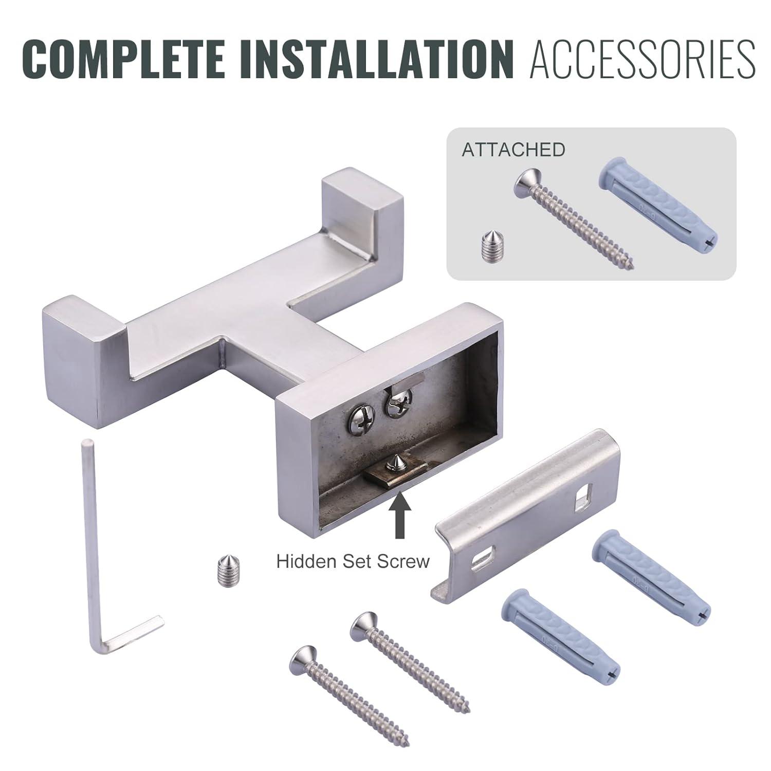 Wall Mount Knob Double Robe/Towel Hook in Brushed Nickel