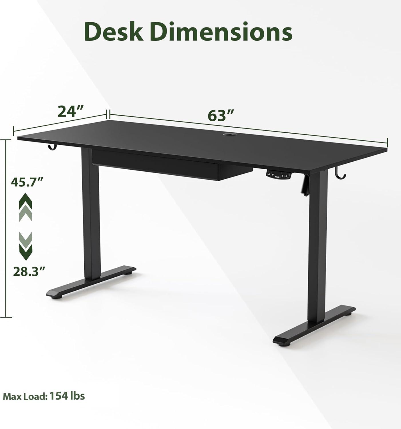 Agilestic Adjustable Height Electric Standing Desk with Storage Wooden Drawer, 55 x 24 Inches Stand Up Home Office Computer Gaming Table for Work Office Home, Rustic Brown