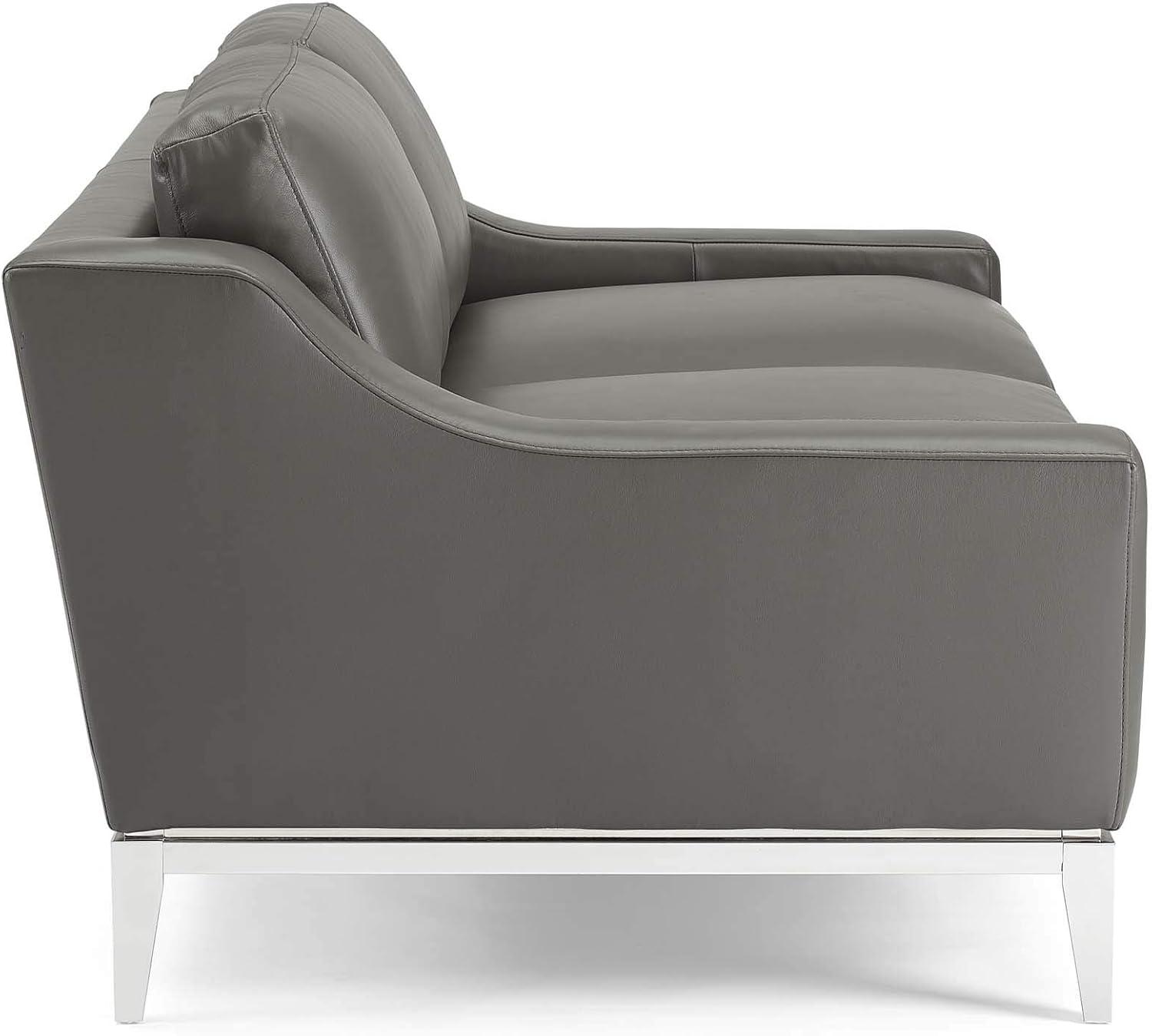 Modway Strick & Bolton Hollebon Stainless Steel/ Leather Loveseat by Modway