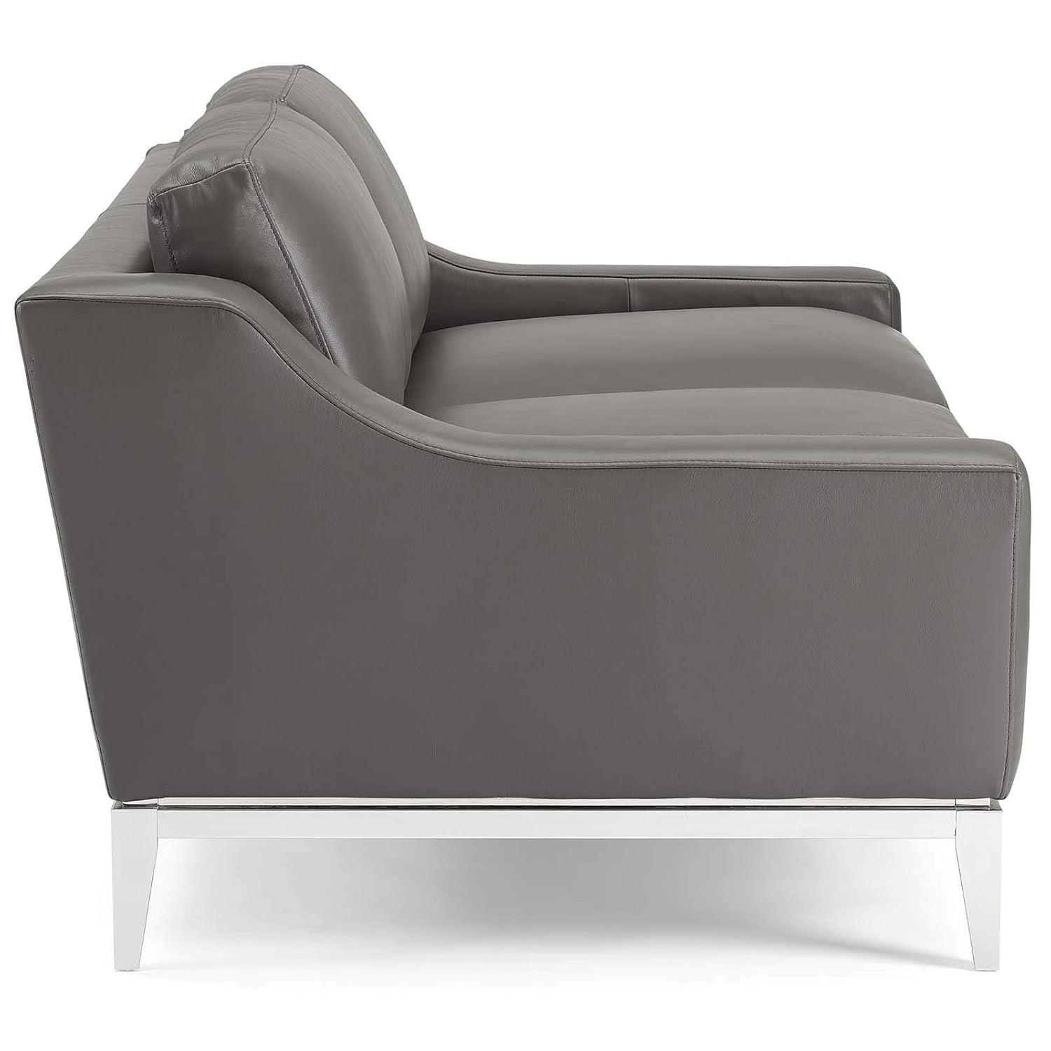 Modway Strick & Bolton Hollebon Stainless Steel/ Leather Loveseat by Modway