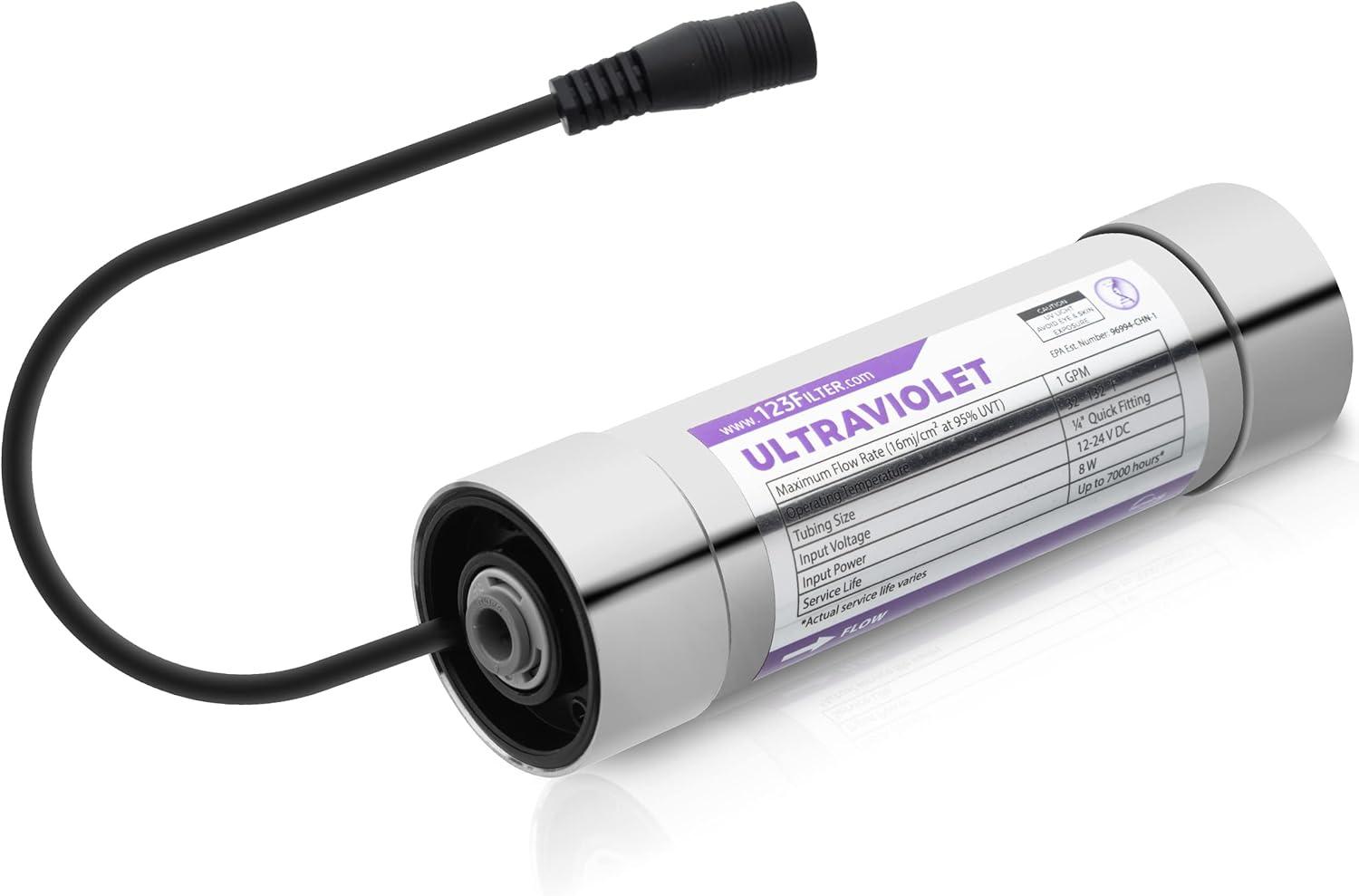 iSpring Water Systems UVF8 iSpring UVF8 LED UV Water Filter, Add-on Kit for Under Sink Water Filtration Systems, Mercury-Free, Stainless Steel