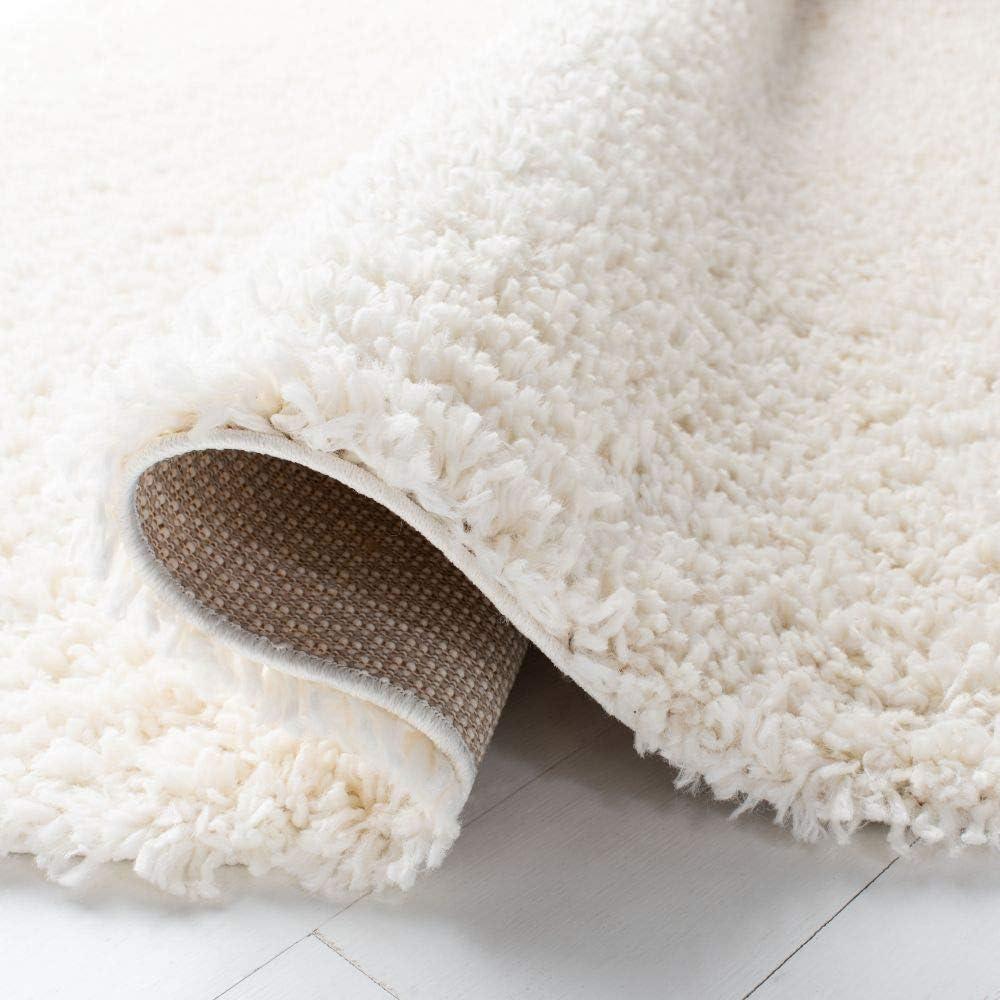 SAFAVIEH August Sophia Solid Shag Area Rug, Ivory, 4' x 4' Square