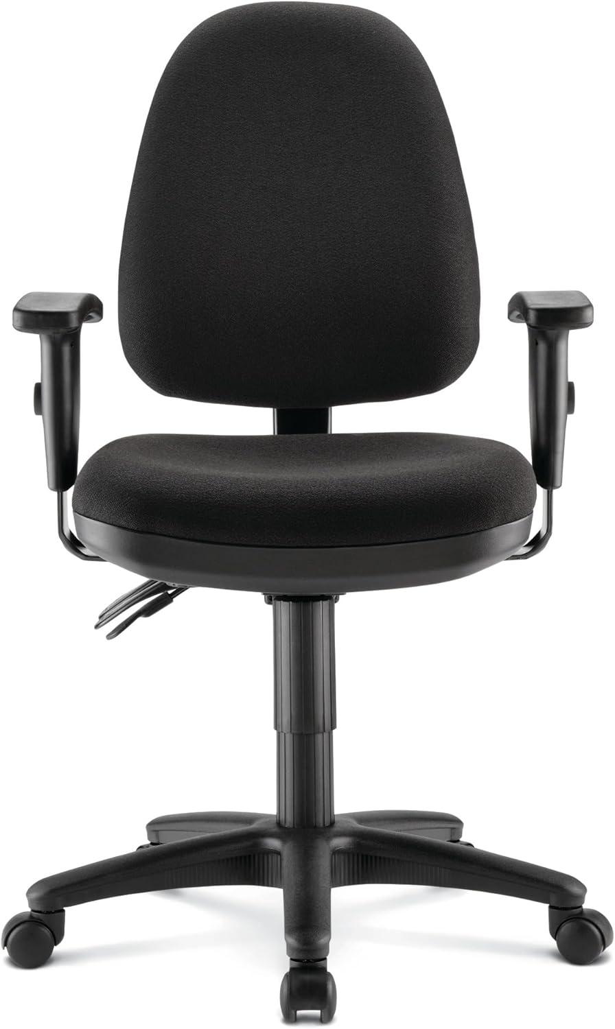 Black Ergonomic Fabric Task Chair with Adjustable Arms