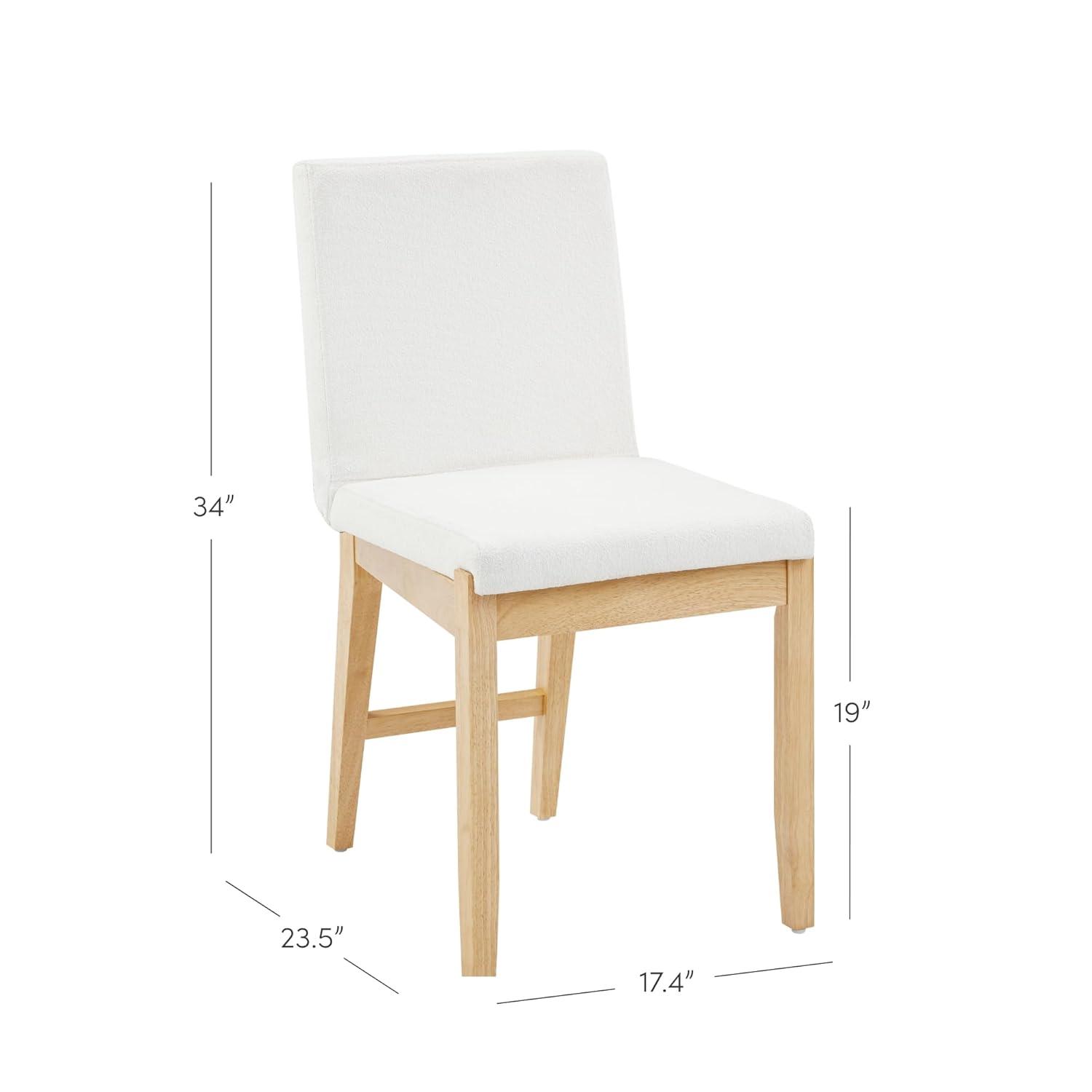 Nathan James Gracie Modern Upholstered Dining Room Chair with Cushion, Boucle Dining Chair with Solid Wood Frame, Cream Boucle/Warm Pine, Set of 4