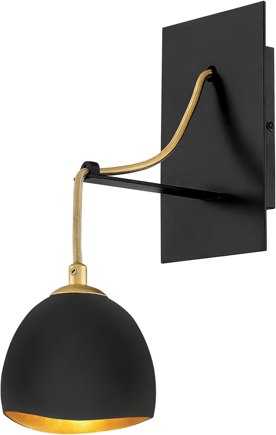 Shell Black and Gold Leaf 1-Light Candelabra Sconce