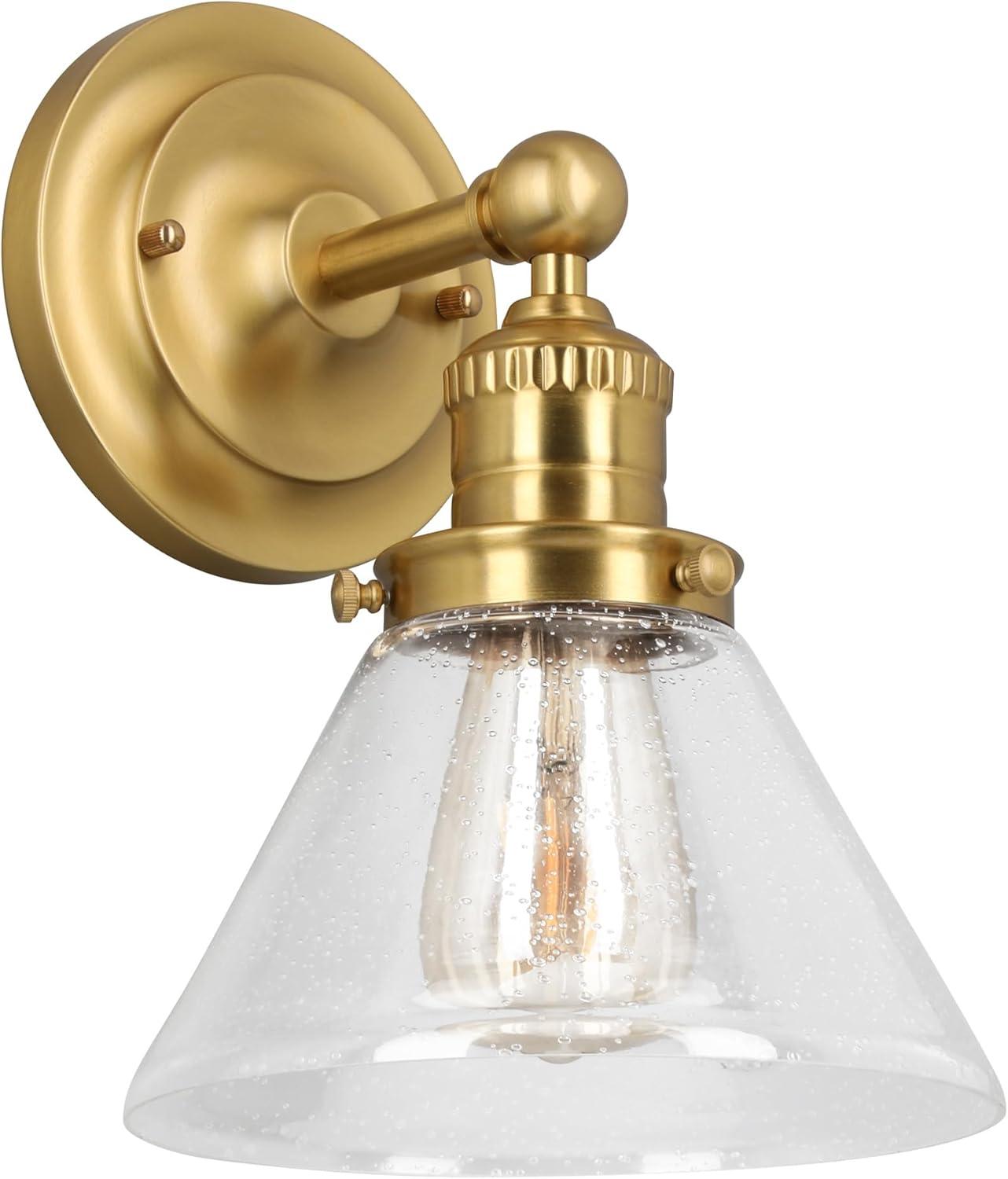 Augustin Satin Gold Transitional Seedy Glass Wall Light