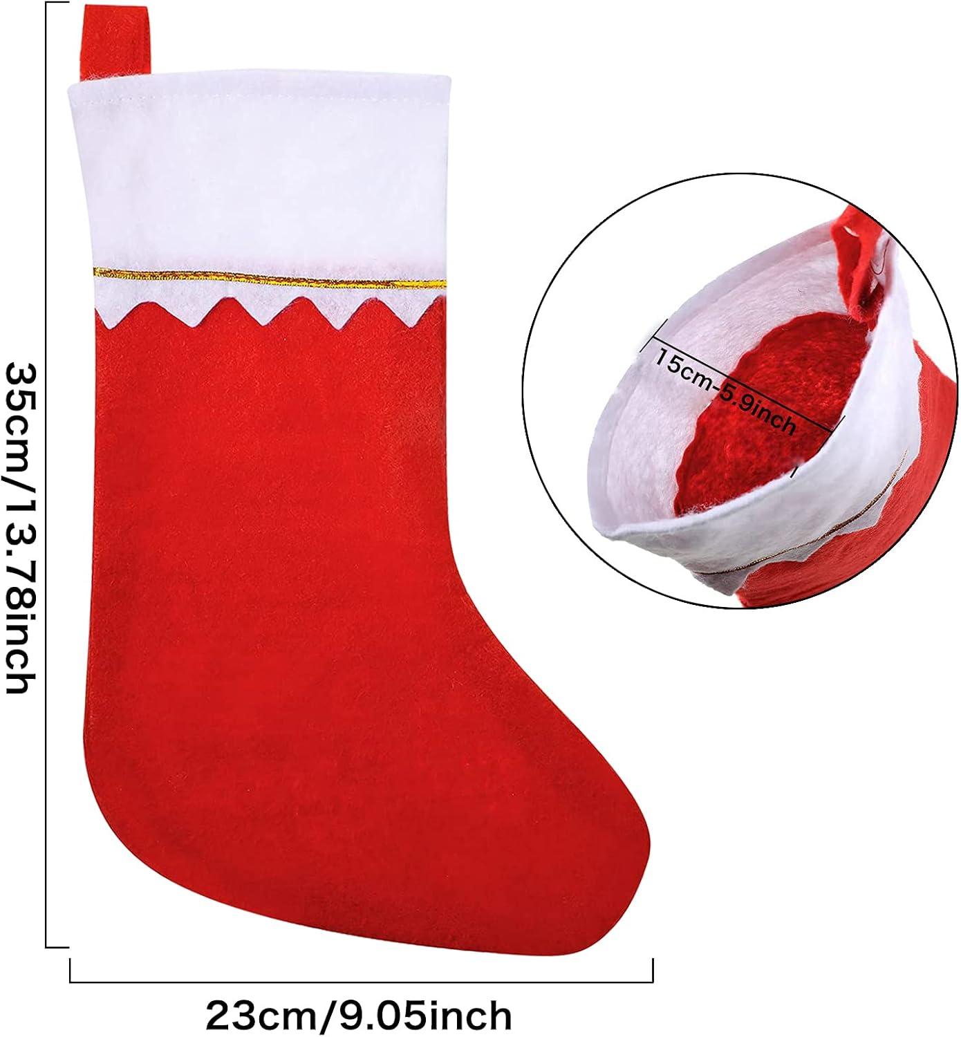 XYK Clearance 12 Pack Christmas Stockings 15 Inches Red and White Stockings with Gold Trim Perfect for Family Holiday Decorations Rustic Santa Stockings for Christmas Home Bedroom and Party Decor Made