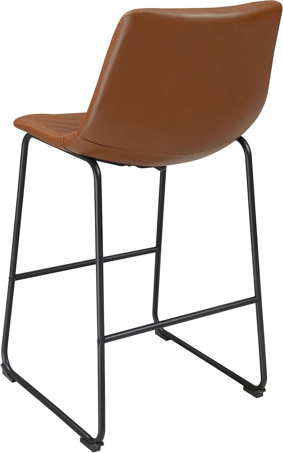 Coaster Zuni Rustic Faux Leather Upholstered Bar Chair in Brown