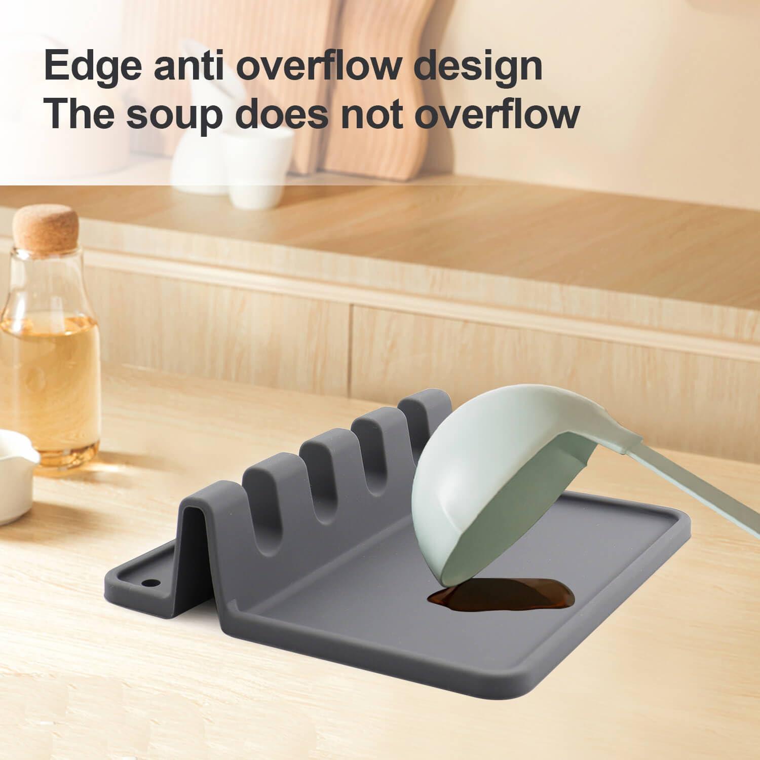 2 Pack Silicone Utensil Rest - BPA-Free, Durable Spoon Rest with Drip Pad - Heat-Resistant Spoon Rest for Stove Top - Spoon Rest for Kitchen Counter - Kitchen Gadgets & Kitchen Utensils Holder