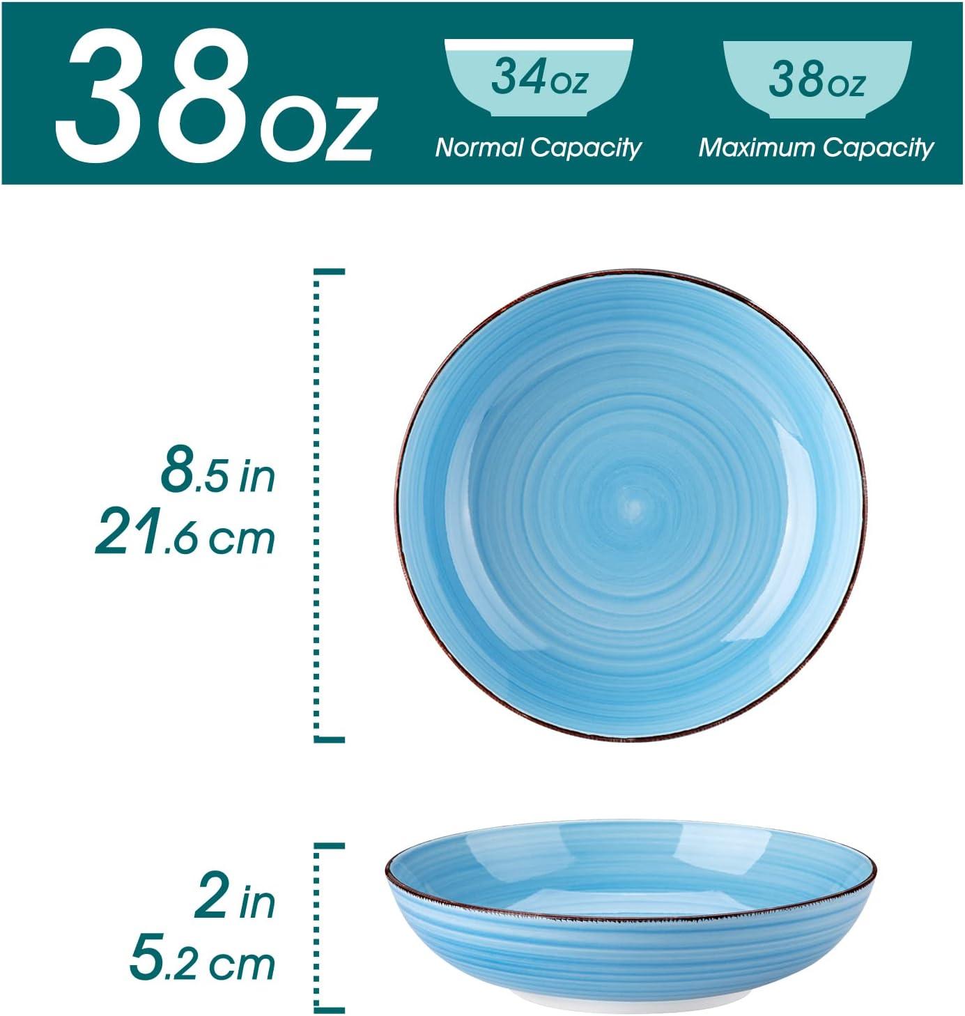 Vancasso Bonita Blue and Green Ceramic Pasta Bowls Set of 6