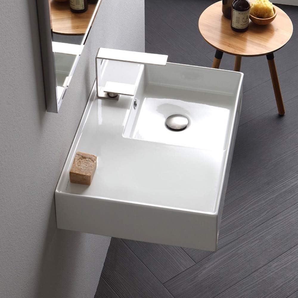 Scarabeo 17.3'' White Ceramic Rectangular Wall-Mount Bathroom Sink