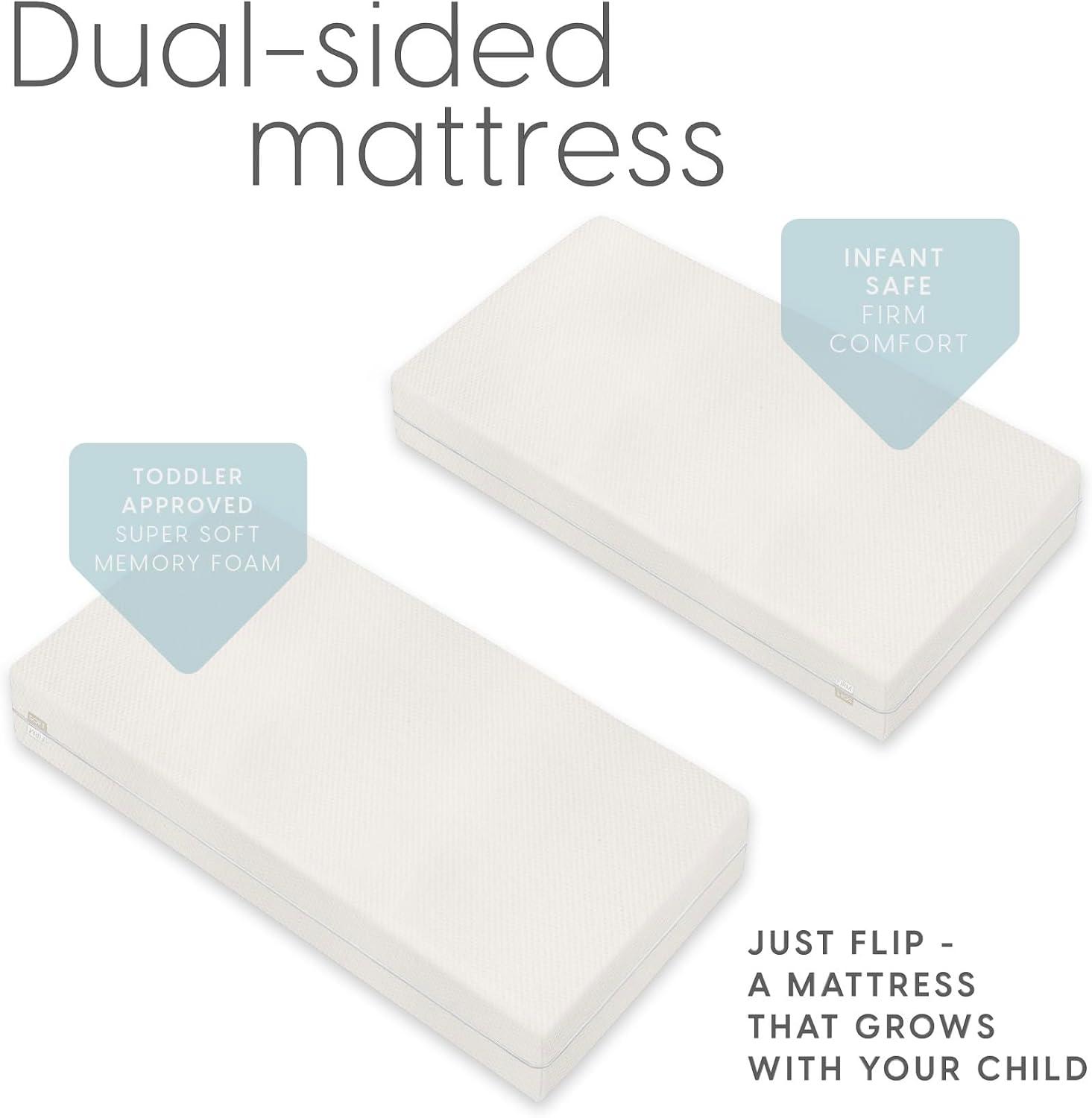 Milliard Memory Foam Dual Sided Crib and Toddler Bed Mattress with Polyester Cover