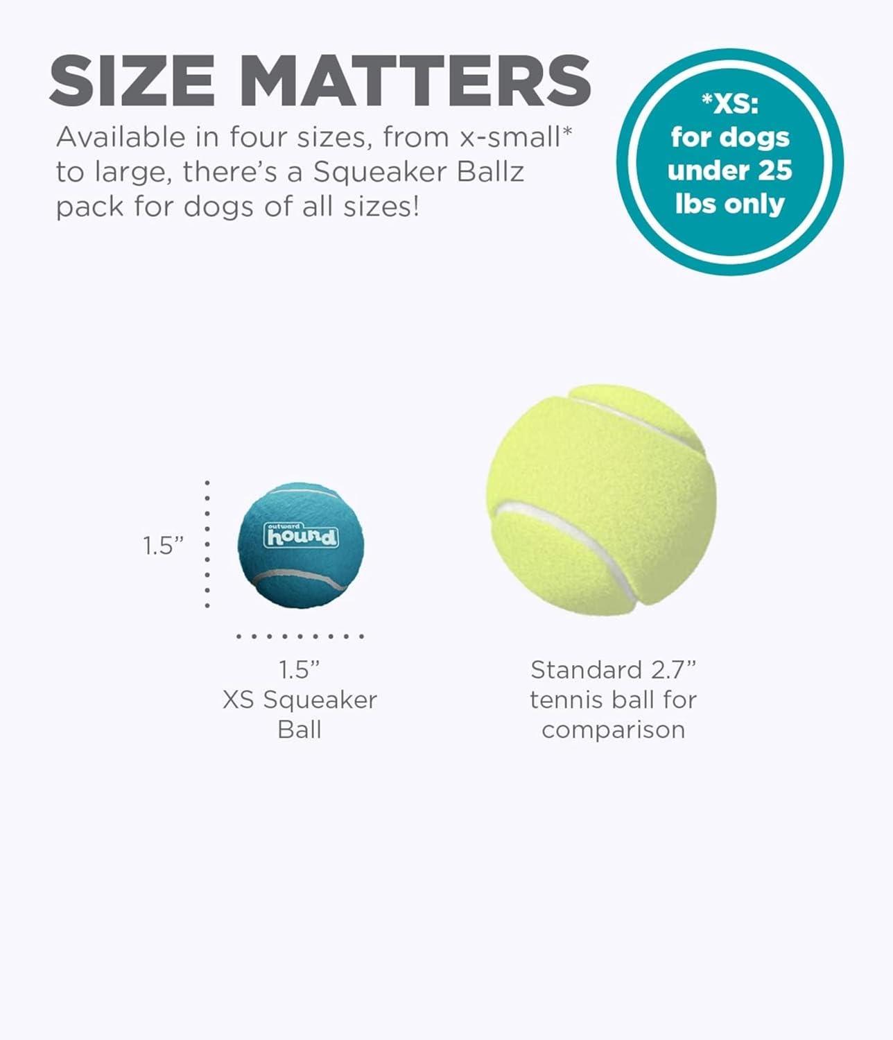 Outward Hound Squeaker Ballz Fetch Dog Toy, XS - 4 Pack