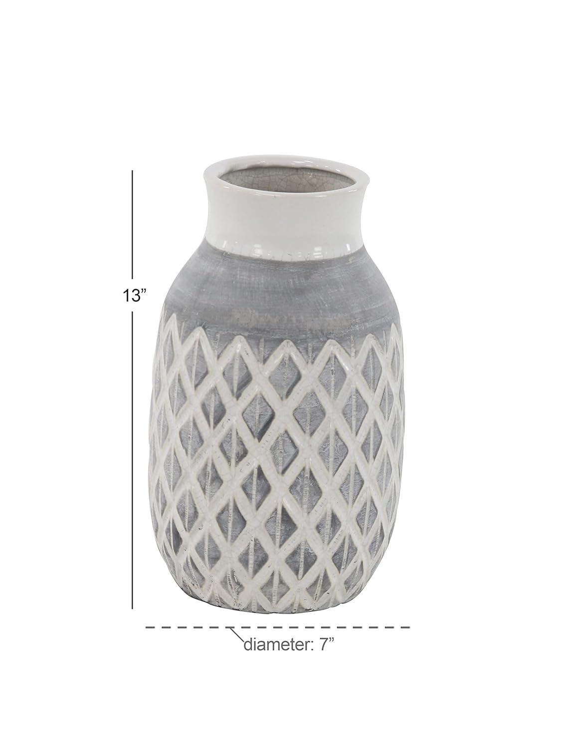 DecMode Jarrón de Cerámica Gris de 14"