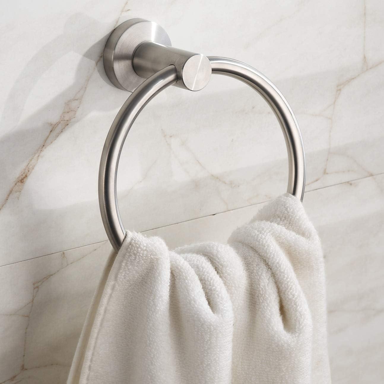 Towel Ring Brushed Nickel, Bath Hand Towel Ring Stainless Steel Round Towel Holder for Bathroom