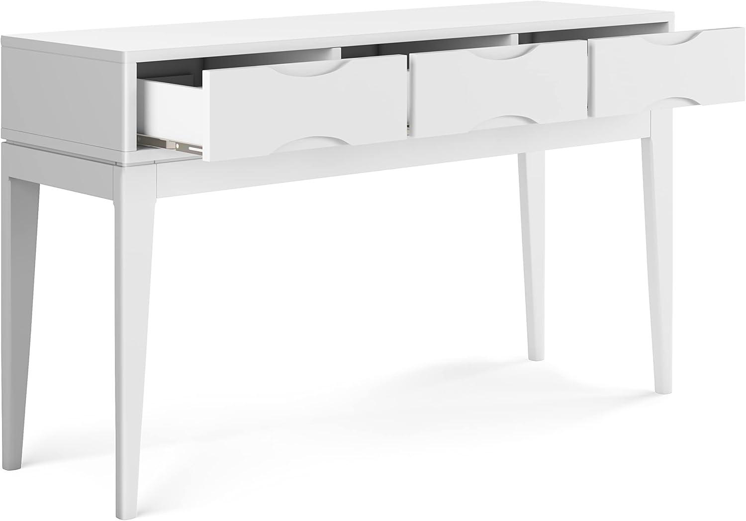 Harper Mid-Century White Solid Hardwood Console with Storage