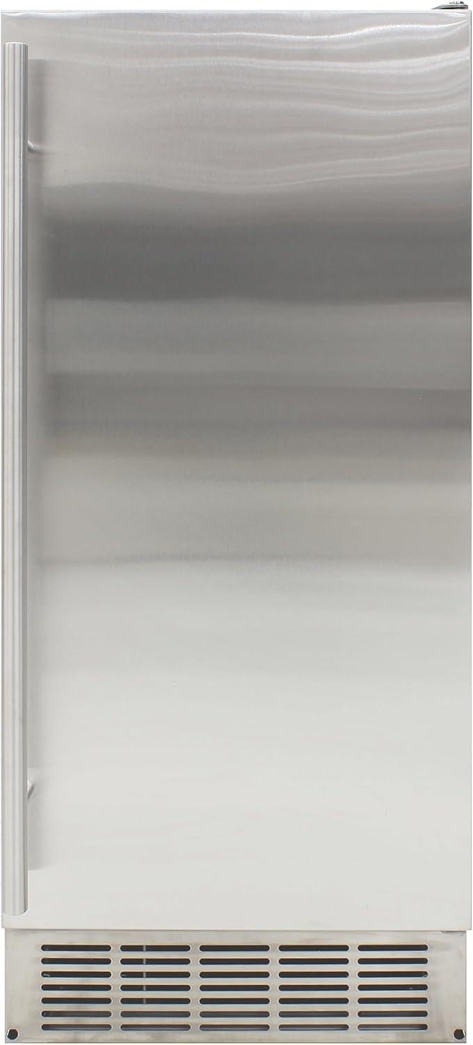 Indoor Built-in Ice Maker Stainless Steel Construction 25 lbs. Freezer Storage, Under Counter or Cabinet Ice Machine, for Commercial or Home Kitchen Use, Metallic