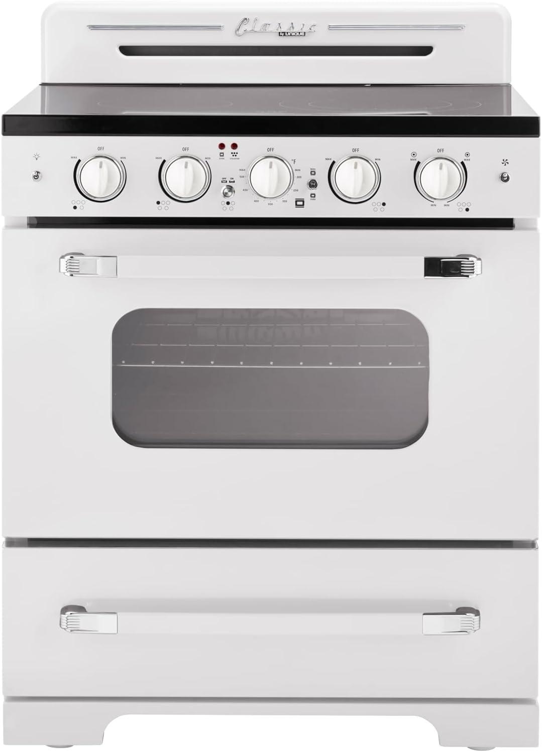 Classic Retro 30" 5 Element 3.9 cu. ft. Freestanding Electric Glass Top Range with Convection Oven