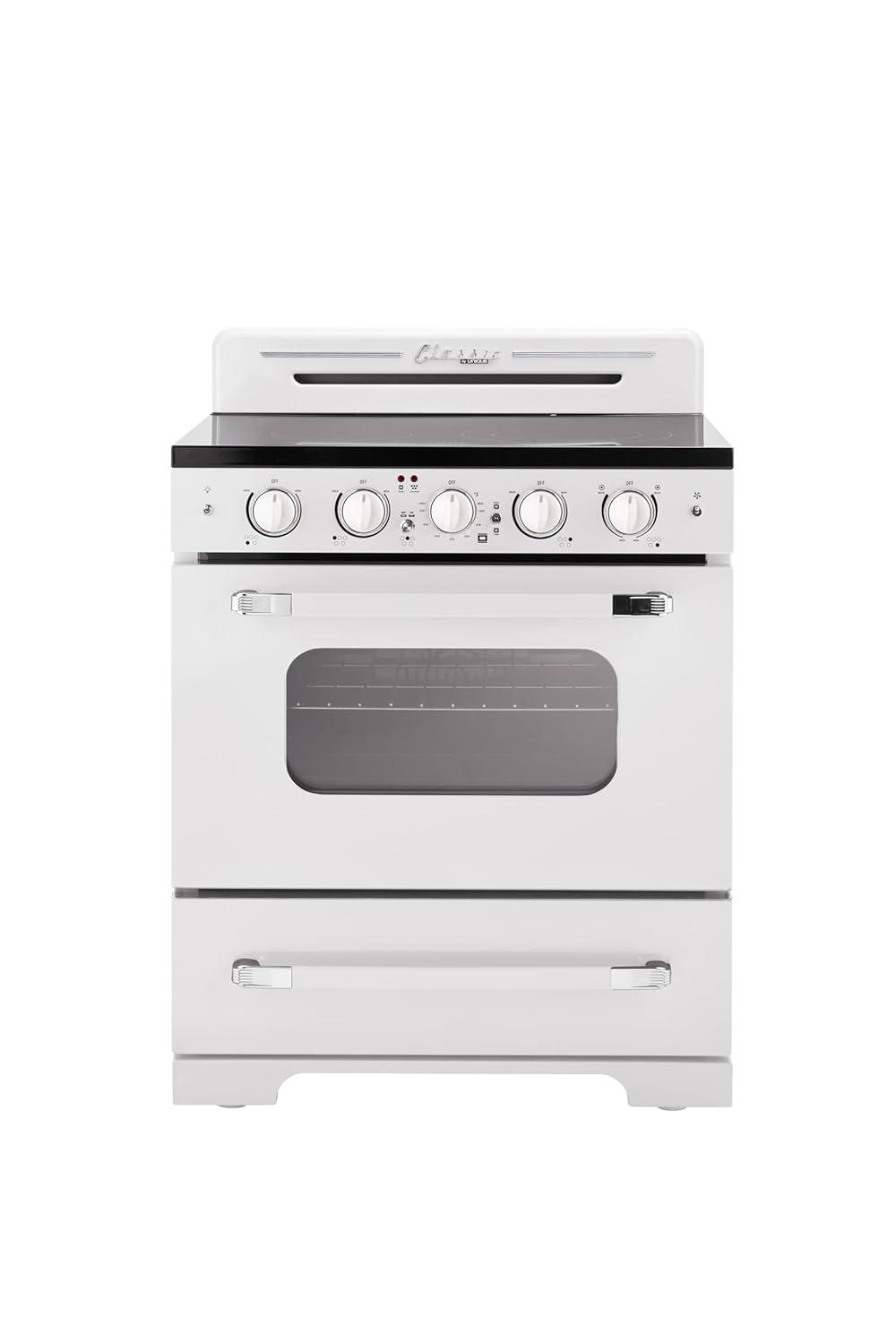 Unique Appliances Classic Retro 30" 5 Element 3.9 cu. ft. Freestanding Electric Glass Top Range with Convection Oven UGP-30CR EC W
