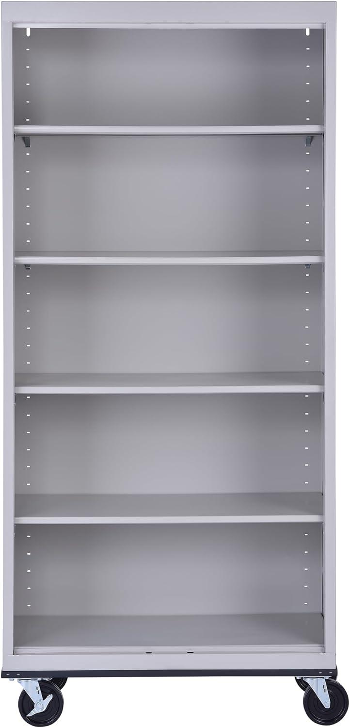 Sandusky Lee 36" W x 18" D x 78" H Steel Mobile Bookcase with 4 Adjustable Shelves by Sandusky