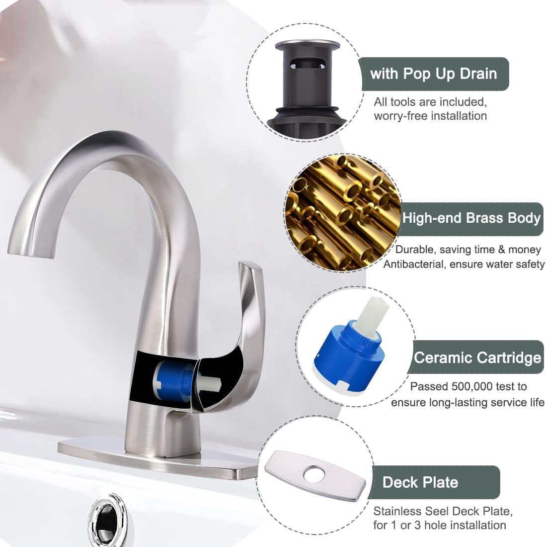 Single-Hole Single-handle Bathroom Faucet with Drain Assembly