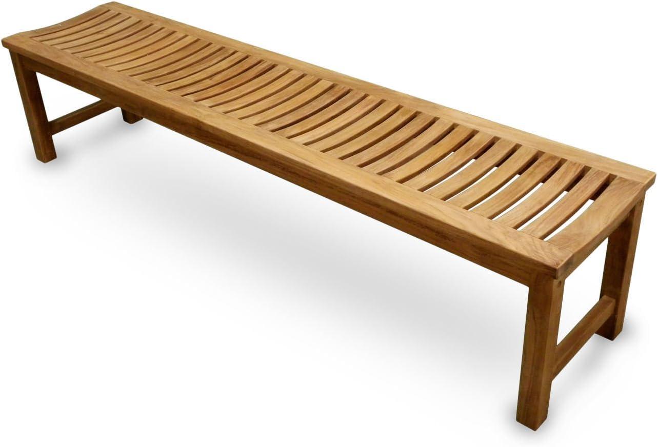 Classic 5-Foot Teak Backless Outdoor Bench