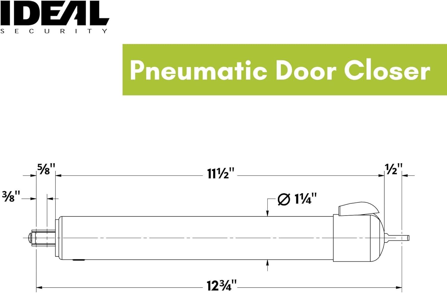 Ideal Security 9600 Standard Pneumatic Touch-N-Hold Storm and Screen Door Closer for Wood, Aluminum, and Vinyl Doors, Silent and Smooth Closing, 11.5", White
