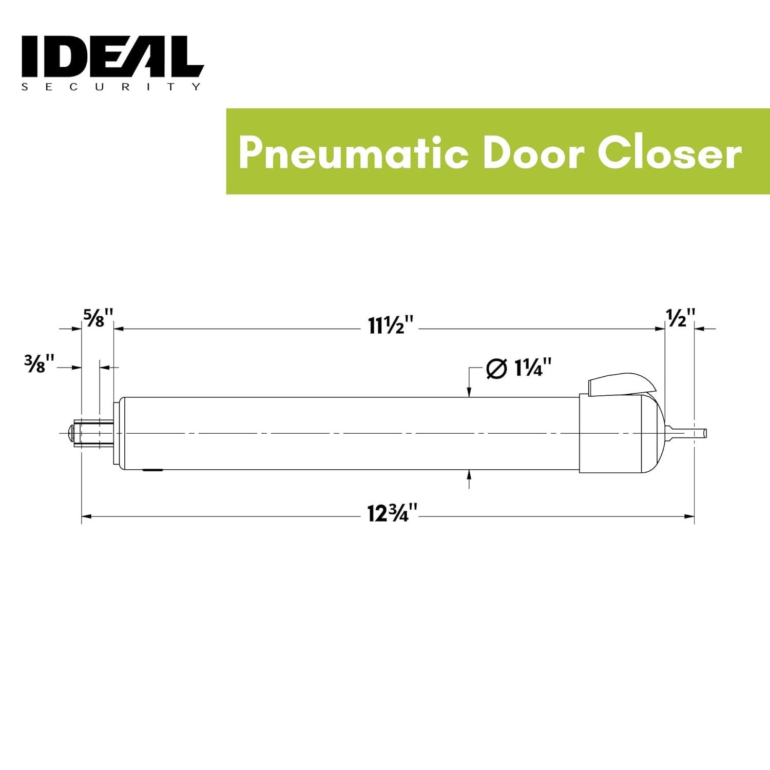 Ideal Security 9600 Standard Pneumatic Touch-N-Hold Storm and Screen Door Closer for Wood, Aluminum, and Vinyl Doors, Silent and Smooth Closing, 11.5", White