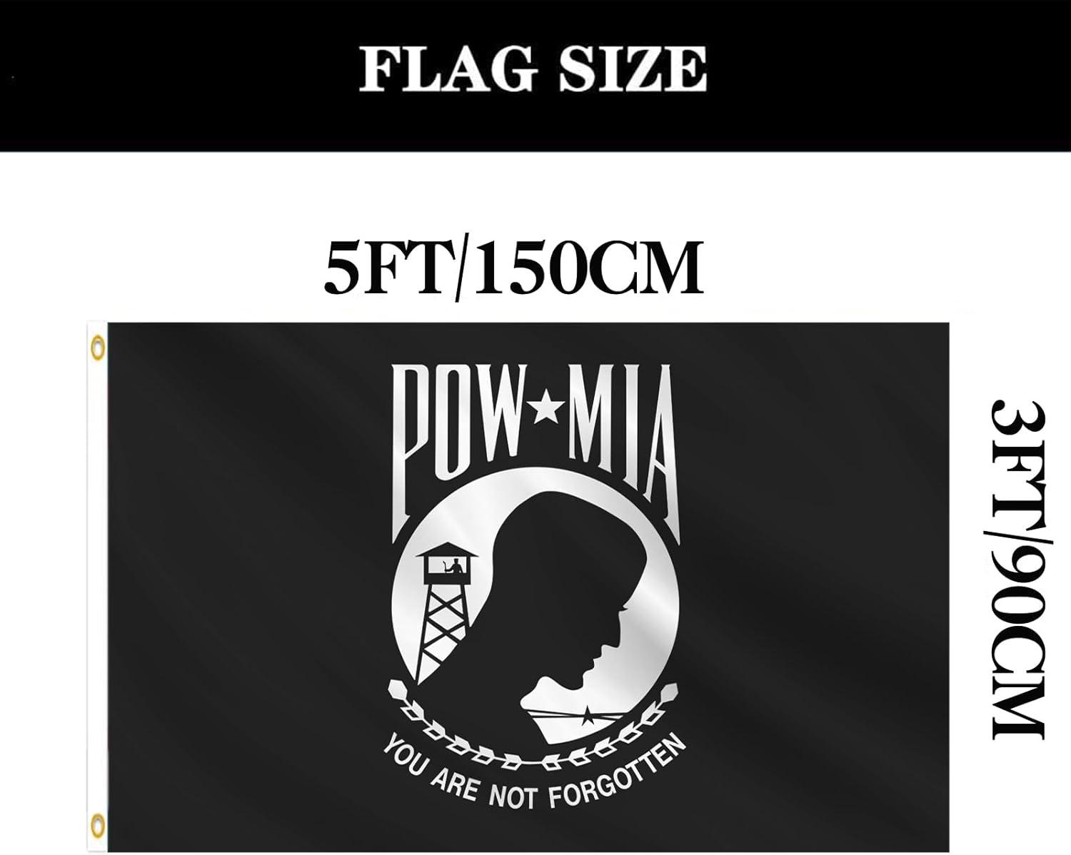 POW MIA 3x5 Nylon Flag - Double Sided and Embroidered - All Weather, Durable, Outdoor Nylon Flag - Front Line Flags