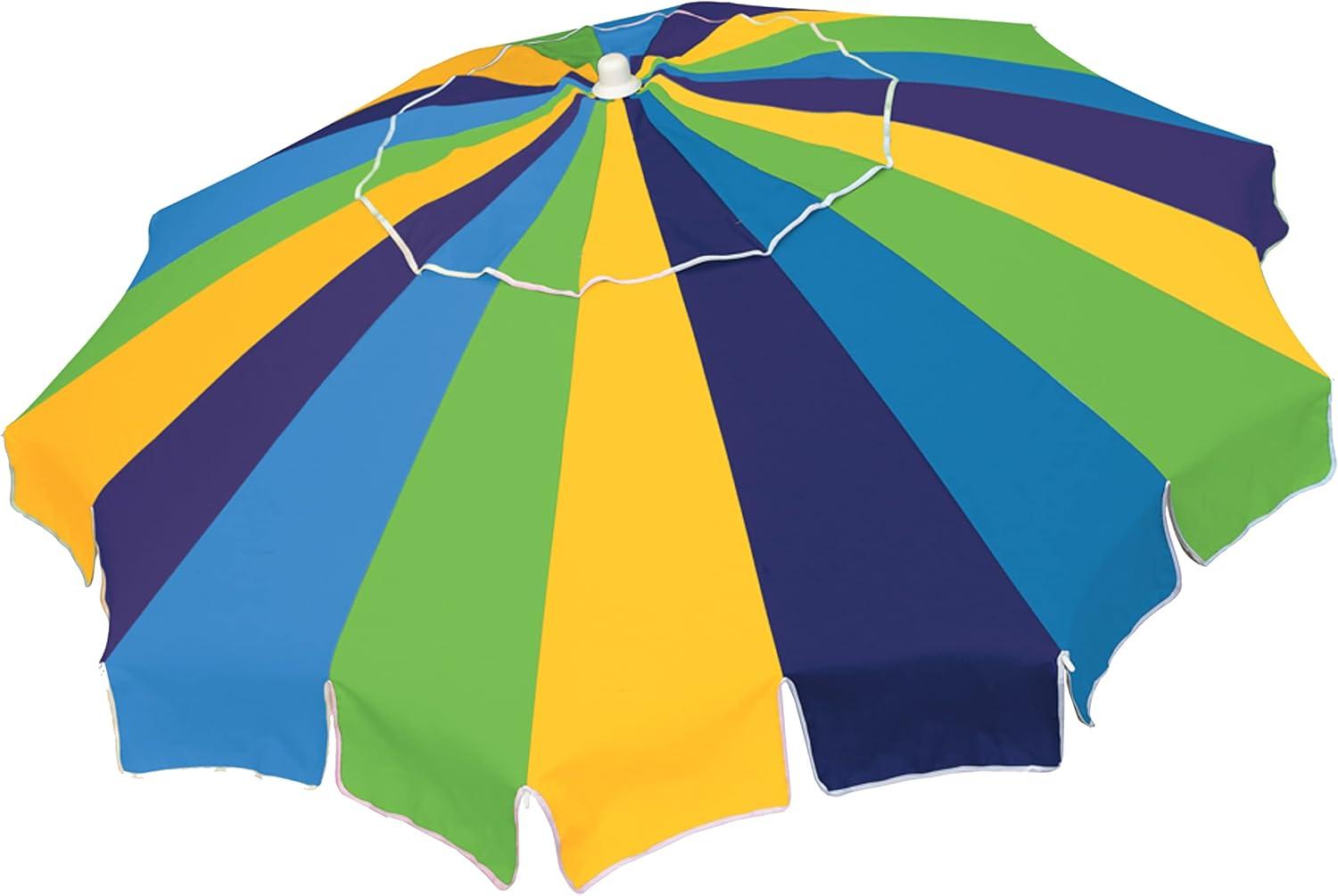 7 ft. Multicolor Beach Umbrella with Sand Anchor and Carry Bag