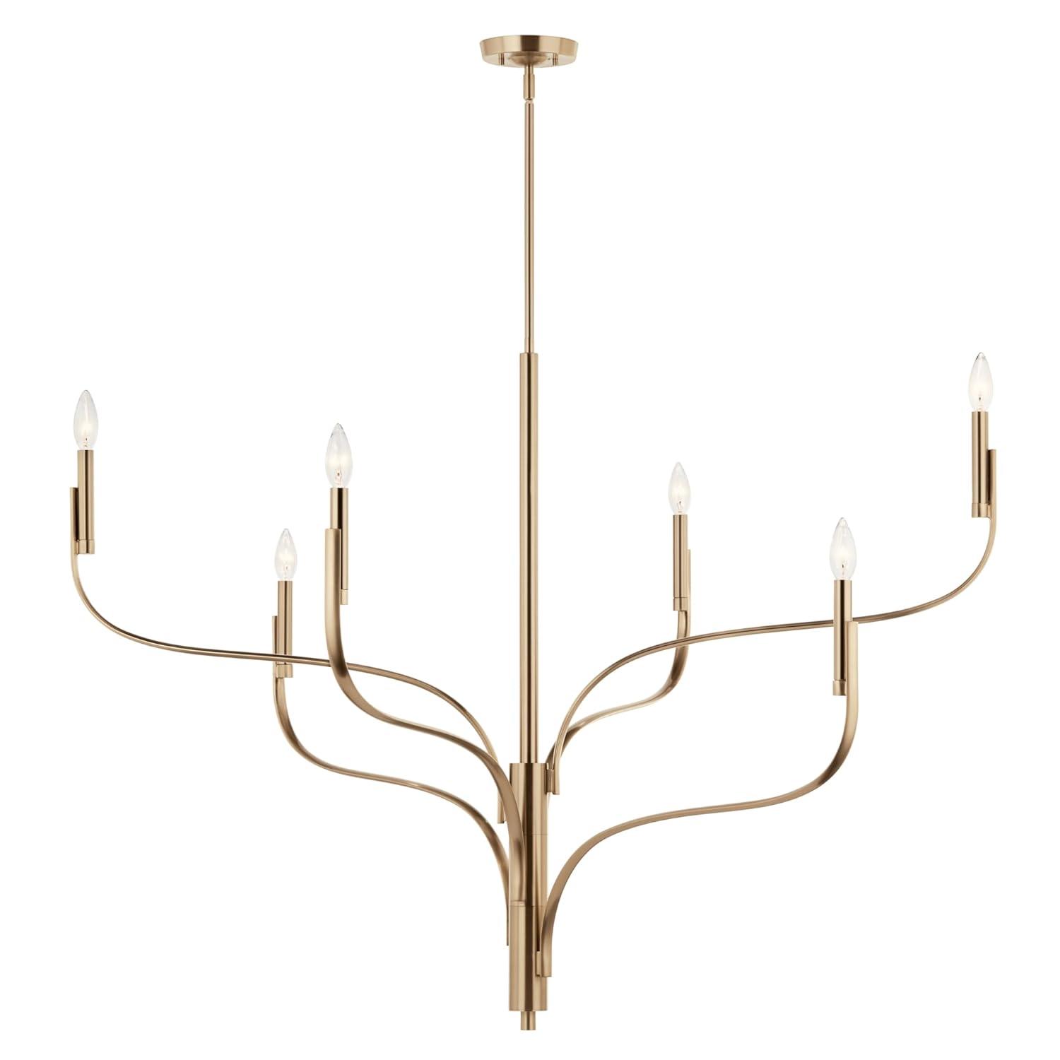 KICHLER Livadia 6-Light Chandelier, Soft Modern-Light in Champagne Bronze, for Foyer, Great Room, or Vaulted Dining or Bedroom (33.25" x 47.25"), 52674CPZ