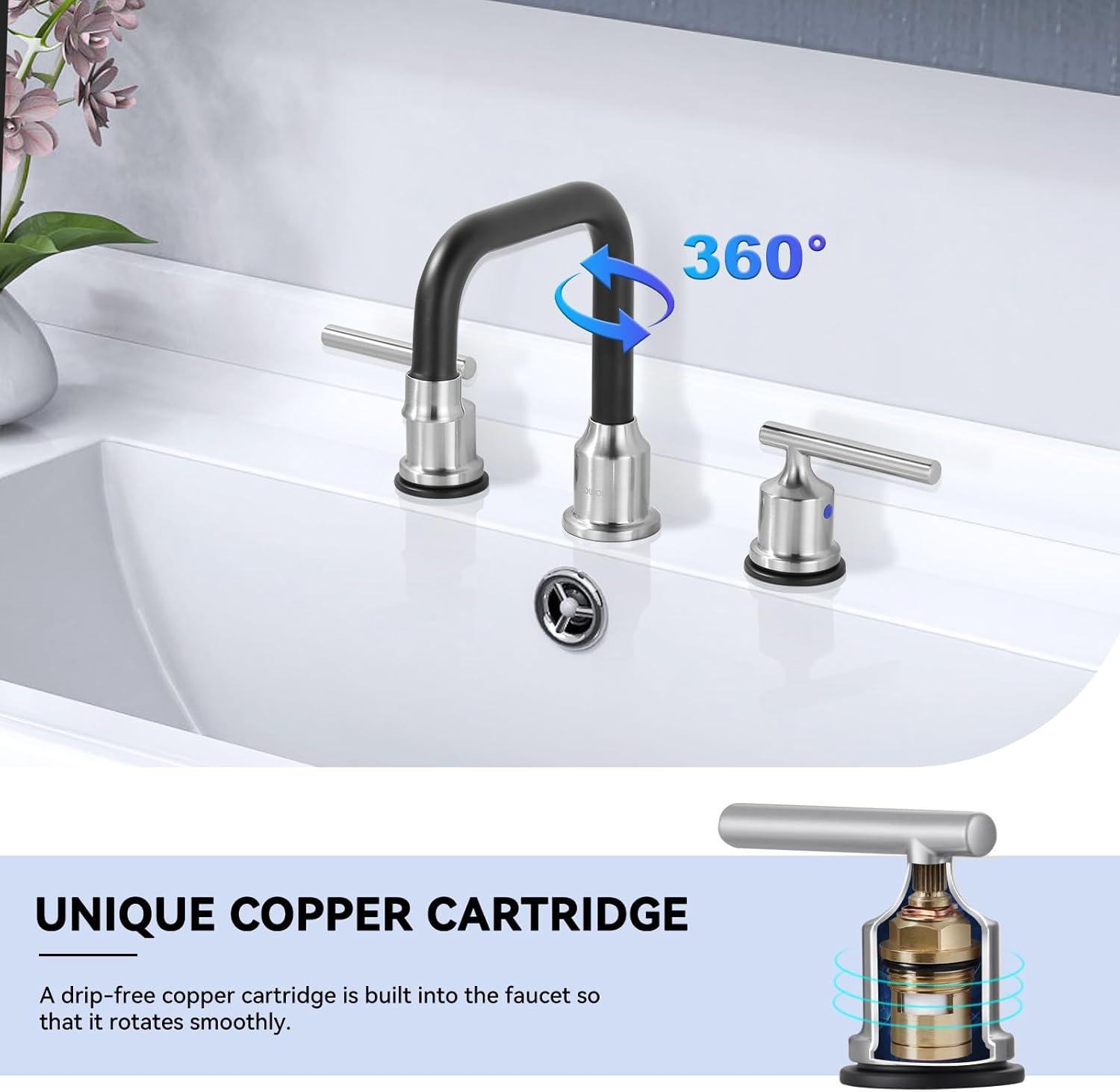 Widespread 2-handle Bathroom Faucet with Drain Assembly