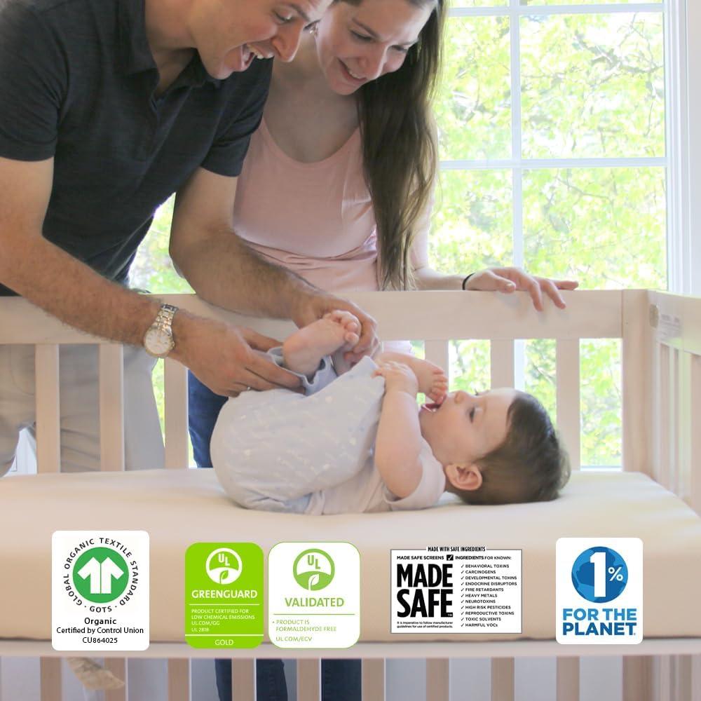 Naturepedic Organic Cotton Breathable 2-Stage Crib Firm Mattress with Waterproof Breathable Pad