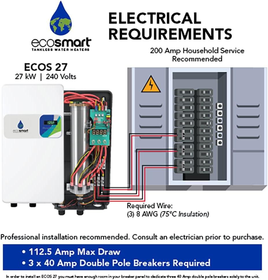 EcoSmart White Digital Electric Tankless Water Heater