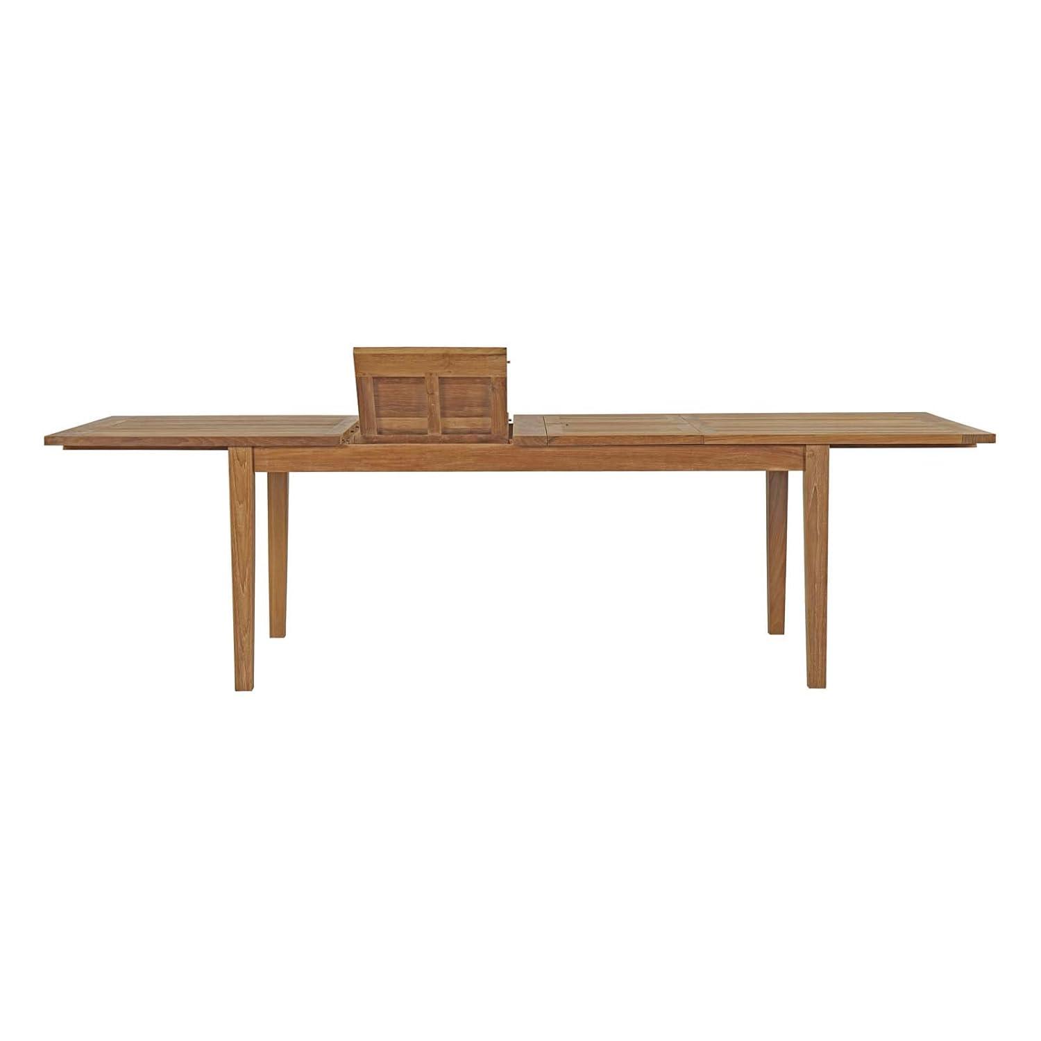 Marina Natural Teak Wood Extendable Outdoor Dining Table