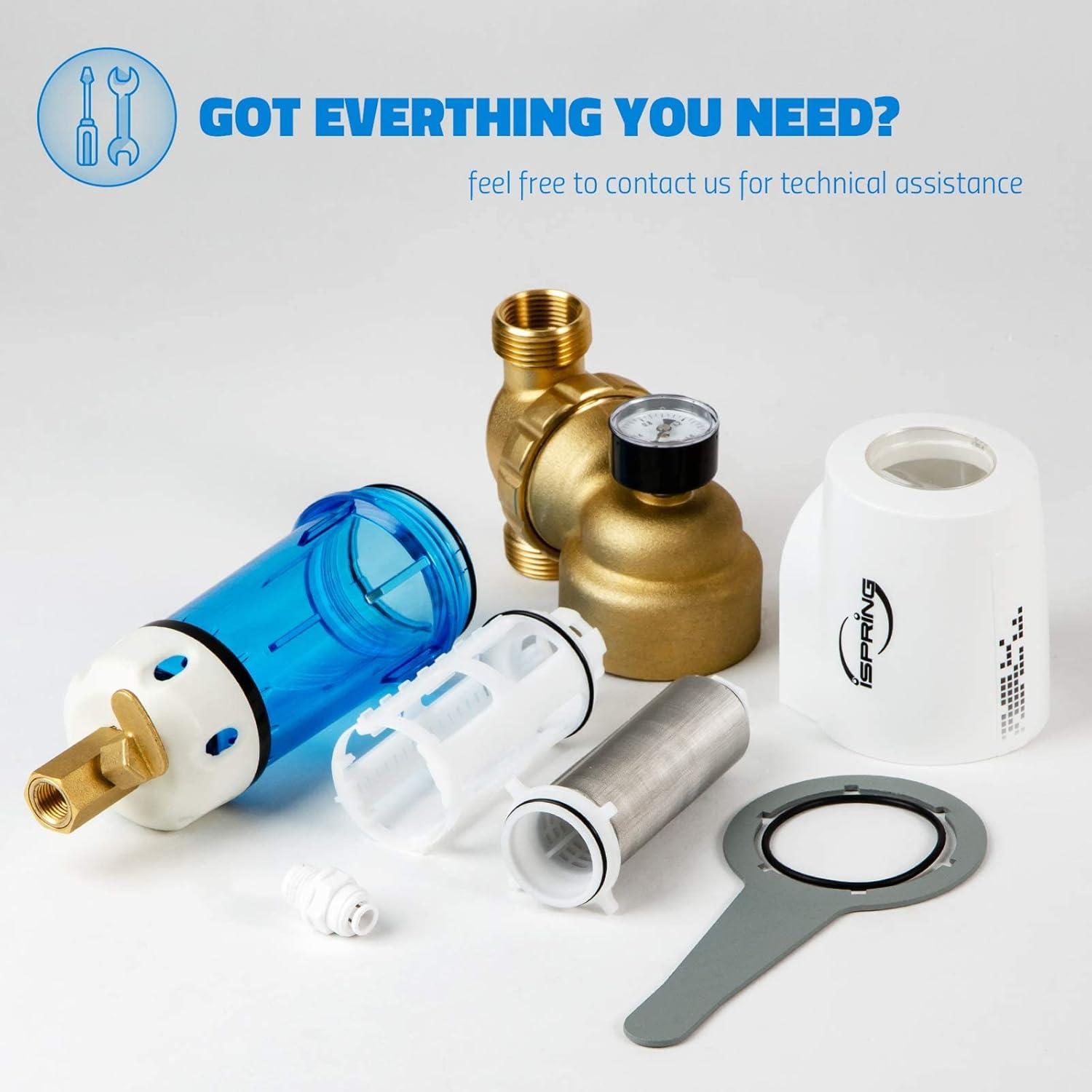 iSpring WSP50GR - Reusable Spin Down Sediment Water Filter (50 Micron w/Scraper & 360°Head)
