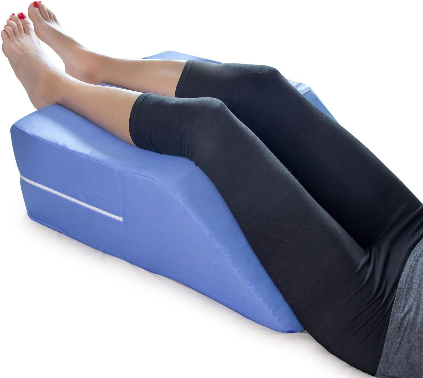 DMI Ortho Bed Wedge Elevated Leg Pillow, Supportive Foam Wedge Pillow for Elevating Legs, Improved Circulation, Reducing Back Pain and More, 8" X 20" X 24", Blue