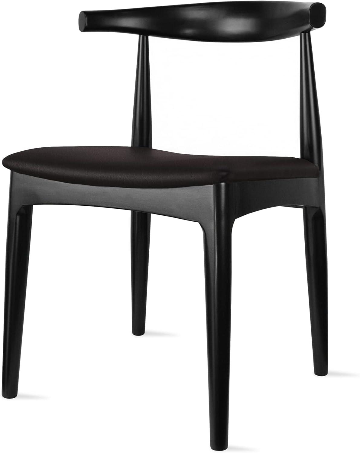 George Oliver Clontz Conde Wooden Farmhouse Dining Chairs – Mid-Century Modern Design with PU Leather Cushion Seat (Set of 2) (Set of 2)